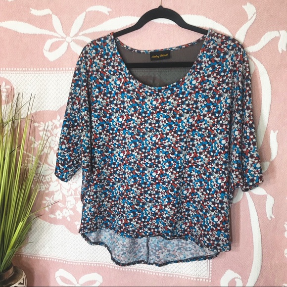 Lindsey Michelle floral shirt front long back top - Picture 1 of 6